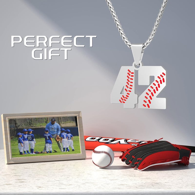 Wikavanli Personalized Baseball Jersey Number 00-99 Necklace - Stainless Steel Baseball Chain Pendant Necklace - Team Jewelry Gift for Boys, Girls, Men, Women - Image 4